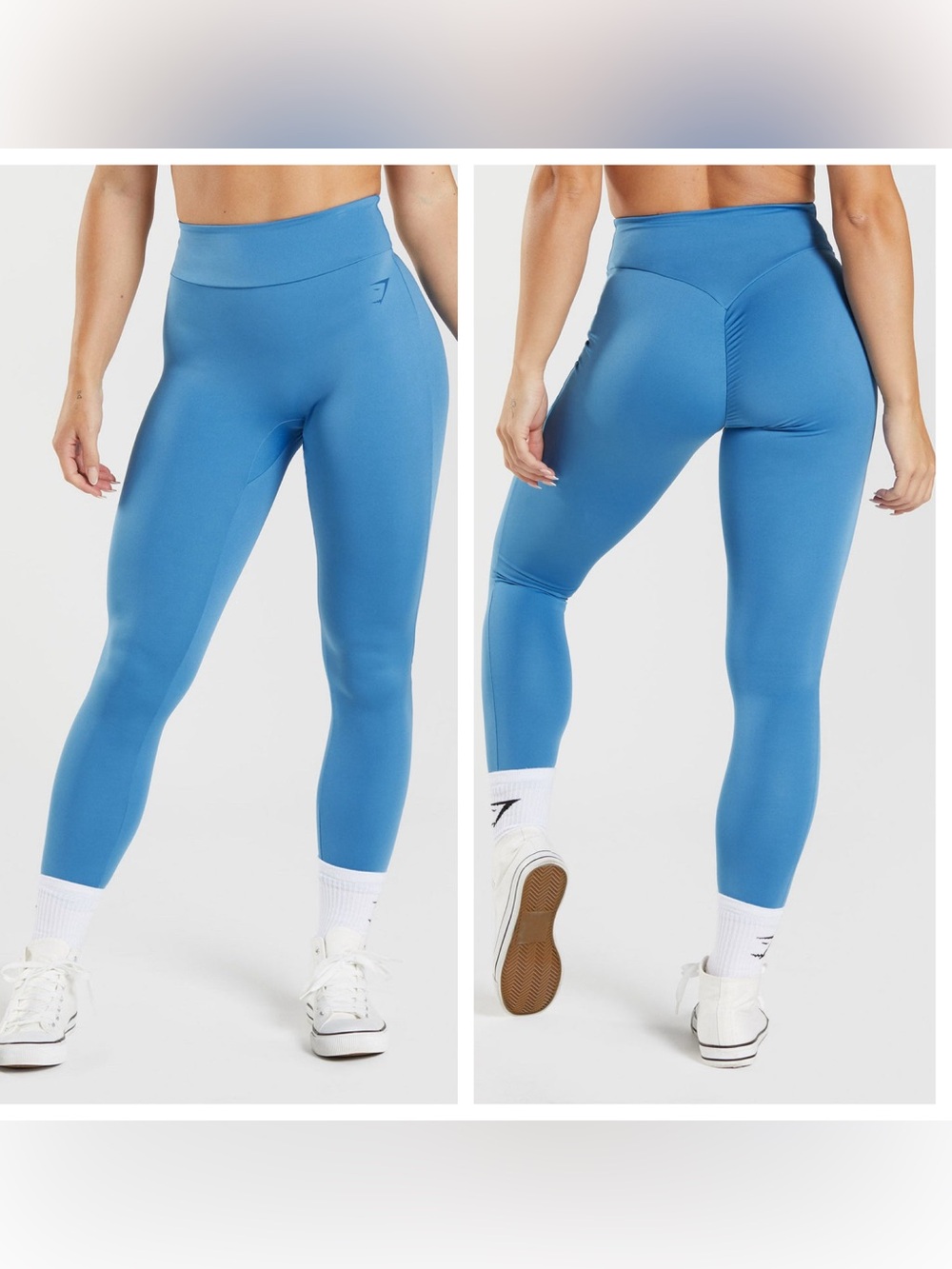 Gymshark Light Blue V Back Scrunch Butt Power High Waist Leggings - 2 Available